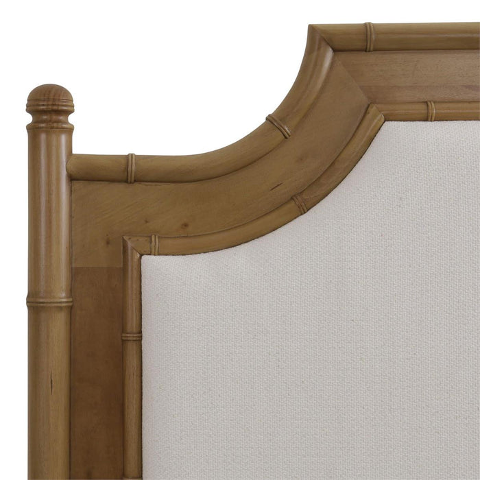 Bramble - Chelsea Upholstered Queen Bed in Antique French Oak w/ Dinara Natural Fabric - 76551AFDSF227----