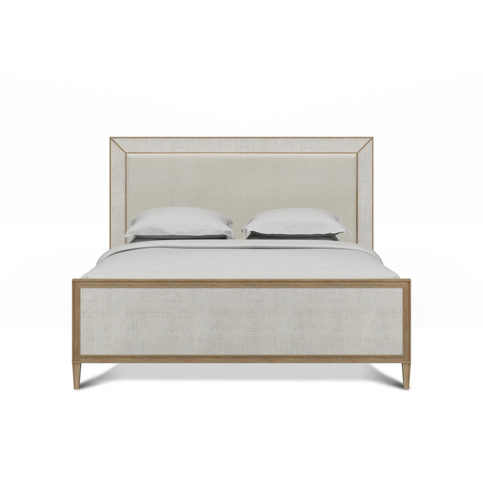 Bramble - Belgravia Upholstered King Bed in Sandbar. Upholstered in Dinara Natural Fabric w/ White Rattan - 76552SNBSF227RT01---