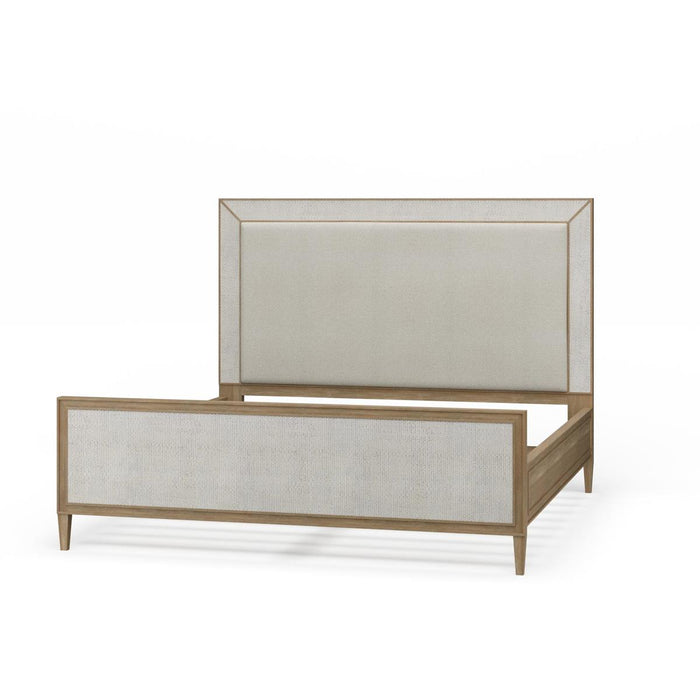 Bramble - Belgravia Upholstered King Bed in Sandbar. Upholstered in Dinara Natural Fabric w/ White Rattan - 76552SNBSF227RT01---