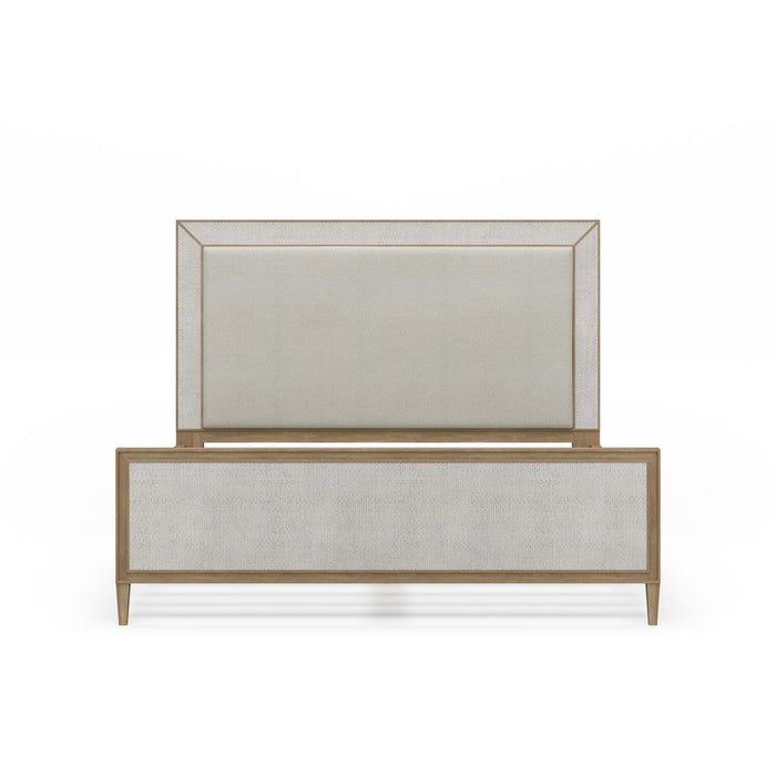 Bramble - Belgravia Upholstered King Bed in Sandbar. Upholstered in Dinara Natural Fabric w/ White Rattan - 76552SNBSF227RT01---