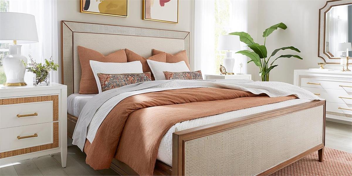 Bramble - Belgravia Upholstered King Bed w/ Rattan - BR-76552