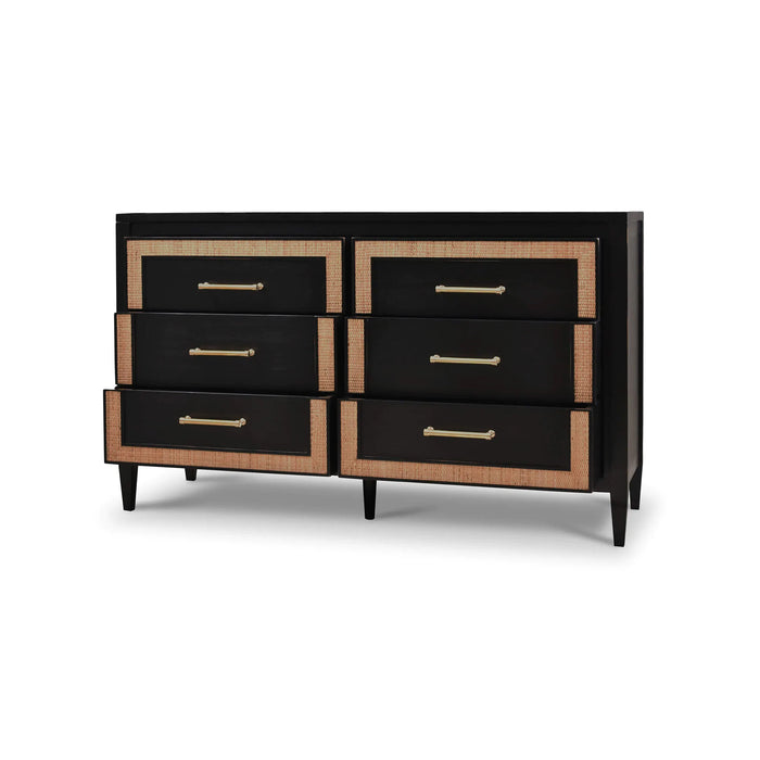 Bramble - Belgravia 6 Drawer Dresser W- Rattan - BR-76554 - GreatFurnitureDeal