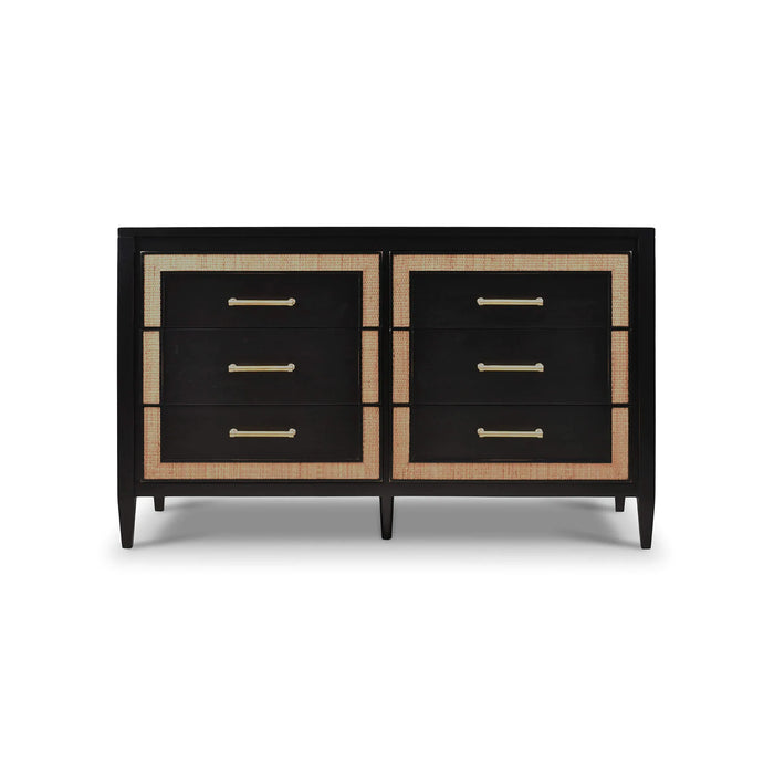 Bramble - Belgravia 6 Drawer Dresser W- Rattan - BR-76554