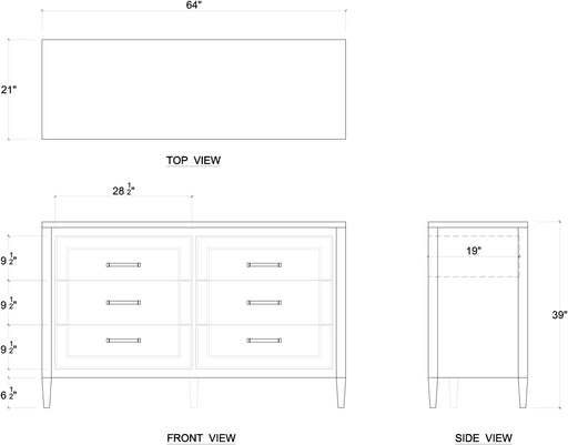 Bramble - Belgravia 6 Drawer Dresser - BR-76555 - GreatFurnitureDeal