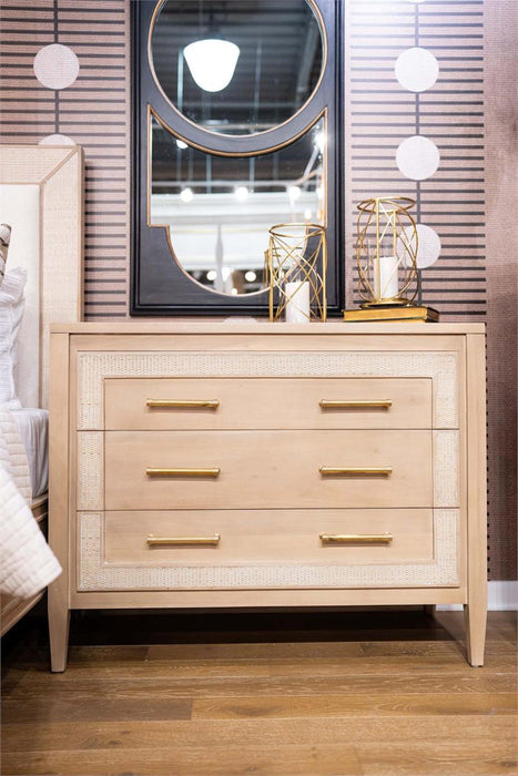 Bramble - Belgravia 3 Drawer Dresser in Sandbar w/ White Inset Rattan - 76556SNB-RT01---