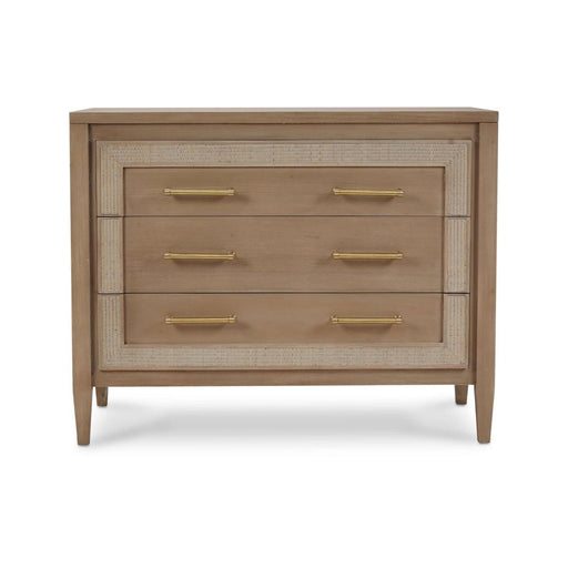 Bramble - Belgravia 3 Drawer Dresser in Sandbar w/ White Inset Rattan - 76556SNB-RT01--- - GreatFurnitureDeal