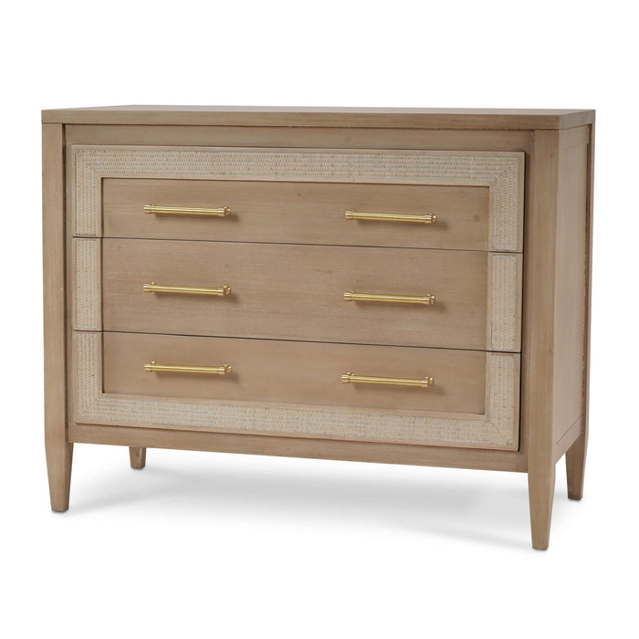 Bramble - Belgravia 3 Drawer Dresser in Sandbar w/ White Inset Rattan - BR-76556SNB-RT01--- - GreatFurnitureDeal