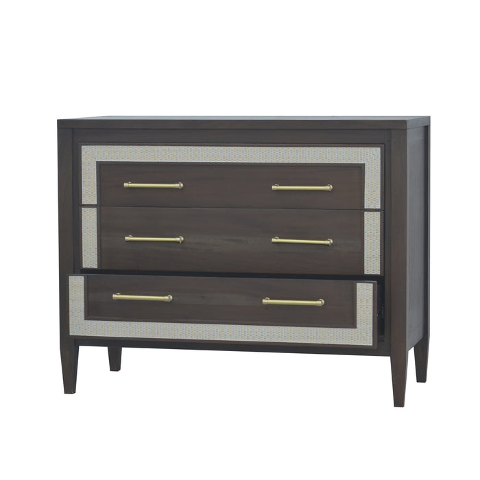Bramble - Belgravia 3 Drawer Dresser w/ Rattan in Dark Walnut, Rattan White - US-WS-76556WLT-RT01---