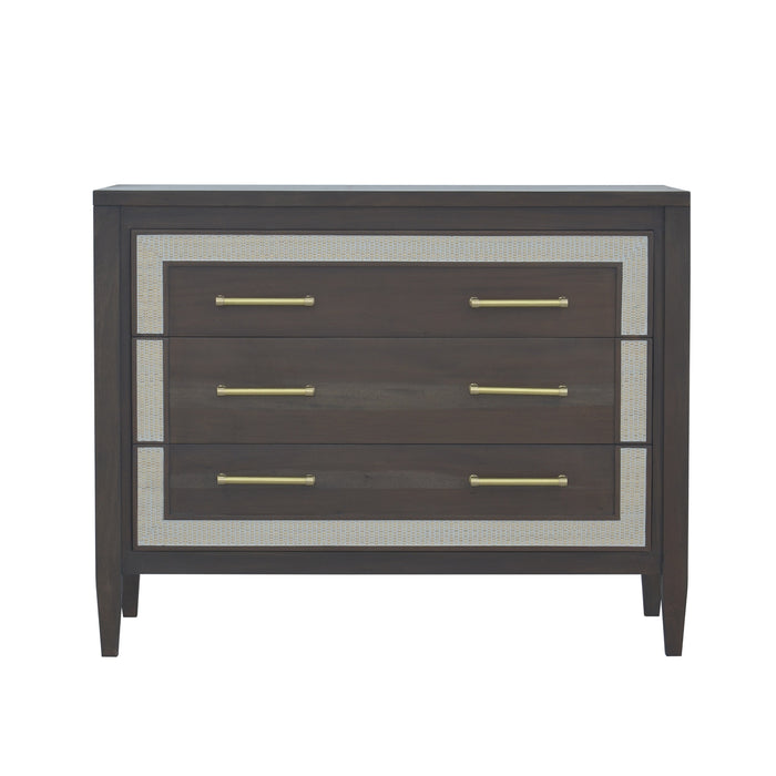 Bramble - Belgravia 3 Drawer Dresser w/ Rattan in Dark Walnut, Rattan White - US-WS-76556WLT-RT01---
