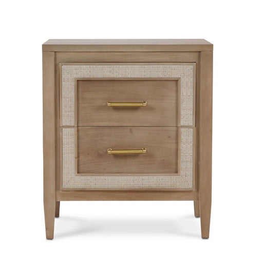 Bramble - Belgravia Bedside Table in Sandbar w/ White Inset Rattan - 76558SNB-RT01--- - GreatFurnitureDeal