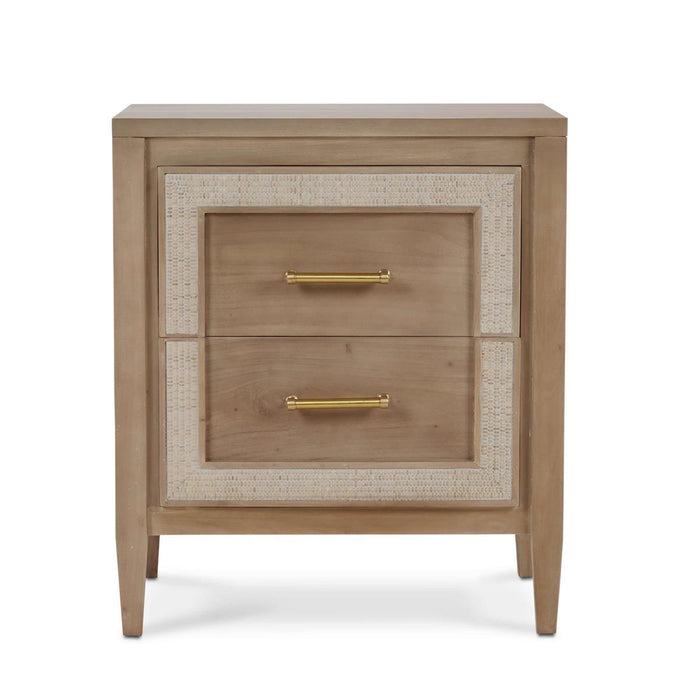Bramble - Belgravia Bedside Table in Sandbar w/ White Inset Rattan - 76558SNB-RT01---