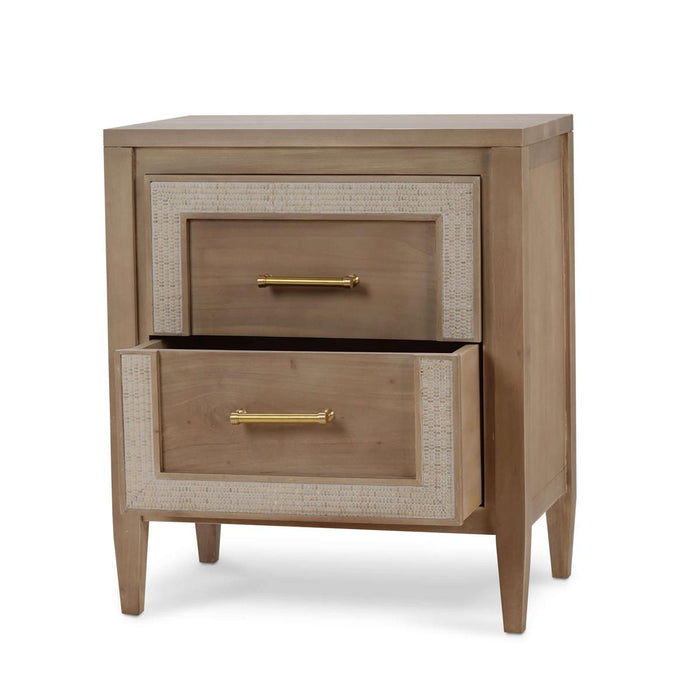 Bramble - Belgravia Bedside Table in Sandbar w/ White Inset Rattan - 76558SNB-RT01---