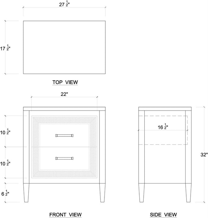 Bramble - Belgravia Bedside Table in Sandbar w/ White Inset Rattan - 76558SNB-RT01---