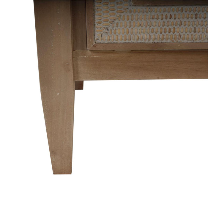 Bramble - Belgravia Bedside Table in Sandbar w/ White Inset Rattan - 76558SNB-RT01---
