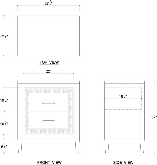 Bramble - Belgravia Bedside Table W- Rattan - BR-76558