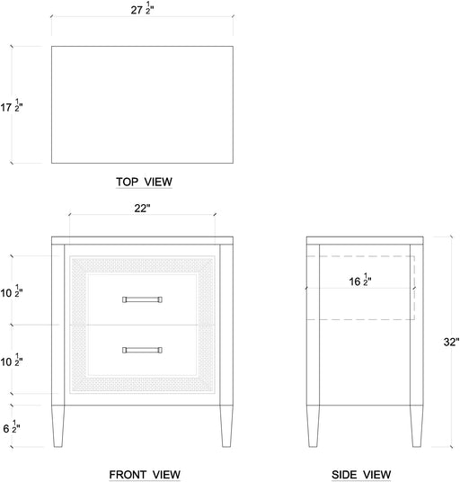 Bramble - Belgravia Bedside Table W- Rattan - BR-76558 - GreatFurnitureDeal