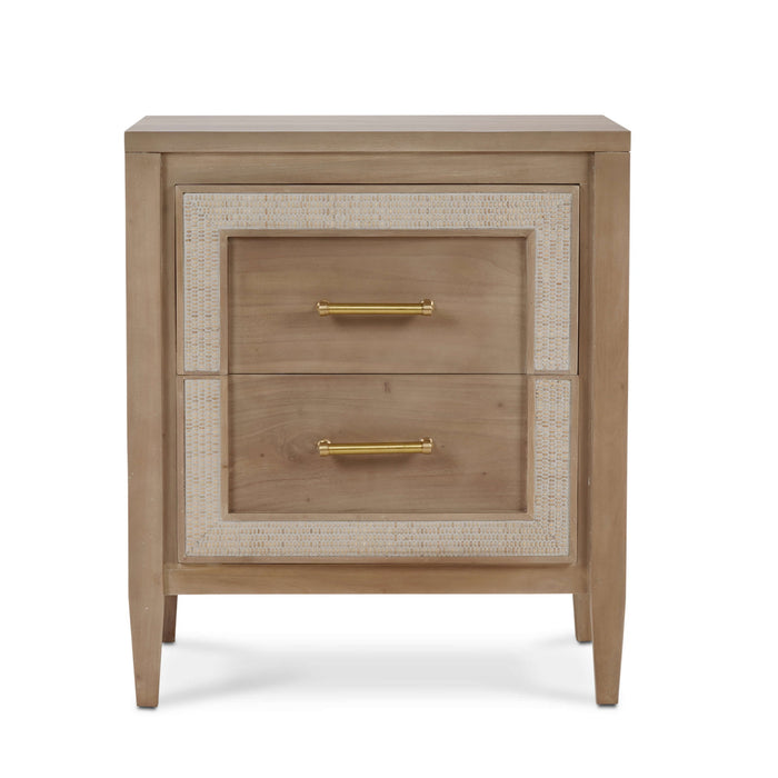 Bramble - Belgravia Bedside Table in Sandbar w/ White Inset Rattan - 76558SNB-RT01--- - GreatFurnitureDeal