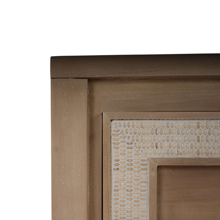 Bramble - Belgravia Bedside Table in Sandbar w/ White Inset Rattan - 76558SNB-RT01--- - GreatFurnitureDeal