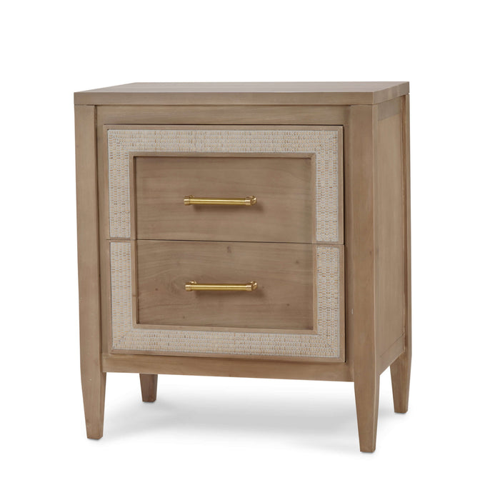 Bramble - Belgravia Bedside Table in Sandbar w/ White Inset Rattan - 76558SNB-RT01--- - GreatFurnitureDeal