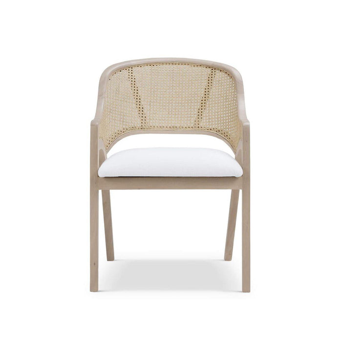 Bramble - Mayfair Chair in Sandbar w/ Arctic White Performance Fabric & Rattan Natural on Back (Set of 2) - 76560SNBSF204RNAT--- - GreatFurnitureDeal