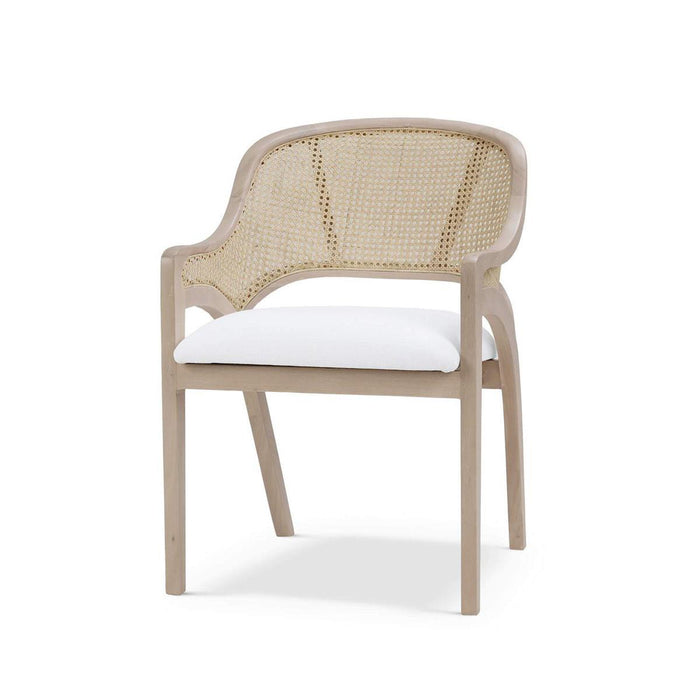 Bramble - Mayfair Chair in Sandbar w/ Arctic White Performance Fabric & Rattan Natural on Back (Set of 2) - 76560SNBSF204RNAT--- - GreatFurnitureDeal