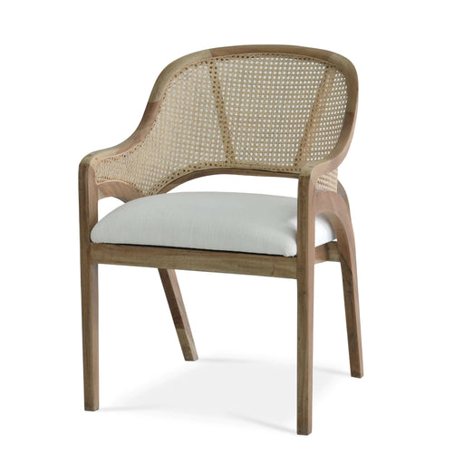 Bramble - Mayfair Chair In Fruitwood w/ Arctic White Performance Fabric & Rattan Natural on Back - US-WS-76560FRWSF204RNAT--- - GreatFurnitureDeal