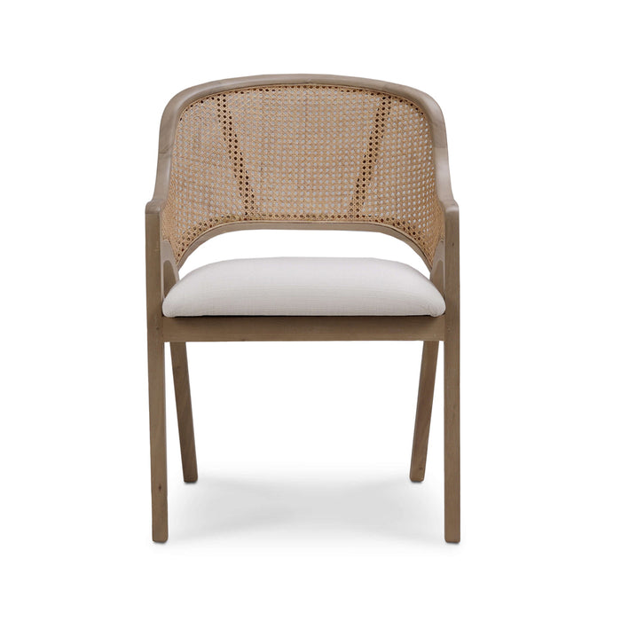 Bramble - Mayfair Chair in Sandbar w/ Arctic White Performance Fabric & Rattan Natural on Back - BR-76560SNBSF204RNAT--- - GreatFurnitureDeal