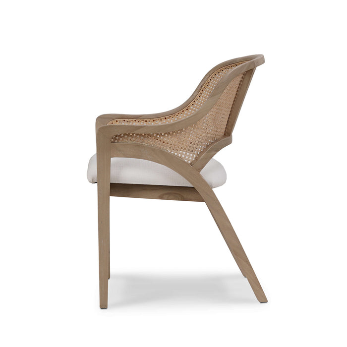 Bramble - Mayfair Chair in Sandbar w/ Arctic White Performance Fabric & Rattan Natural on Back - BR-76560SNBSF204RNAT--- - GreatFurnitureDeal