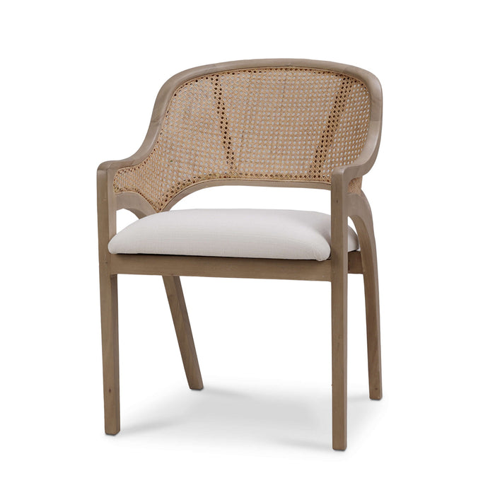 Bramble - Mayfair Chair in Sandbar w/ Arctic White Performance Fabric & Rattan Natural on Back - BR-76560SNBSF204RNAT--- - GreatFurnitureDeal