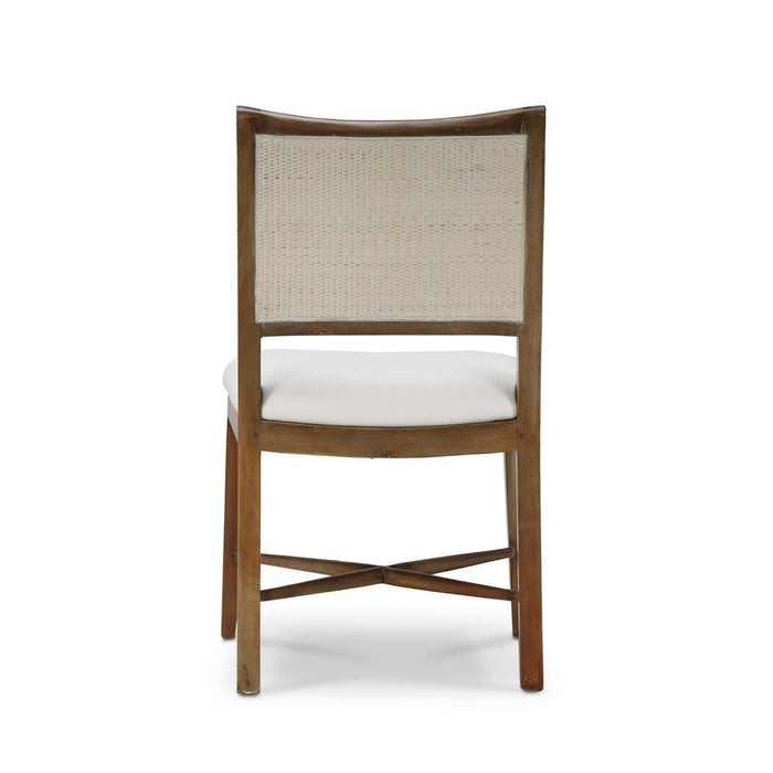 Bramble - Fitzrovia Dining Chair in Straw Wash w/ Arctic White Performance Fabric & White Rattan (Set of 2) - 76563STWSF204RT01---