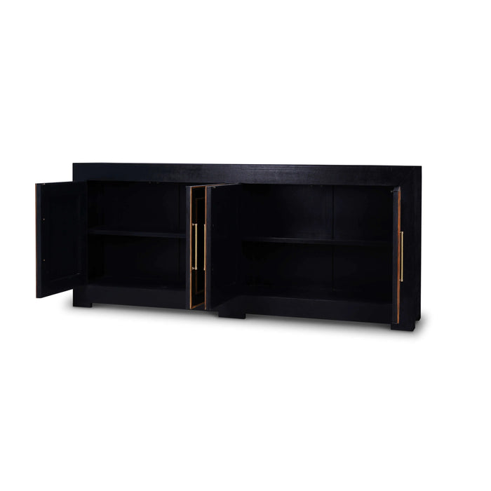 Bramble - Fleet Linen Wrapped 4 Door Sideboard in Black - BR-76569 - GreatFurnitureDeal