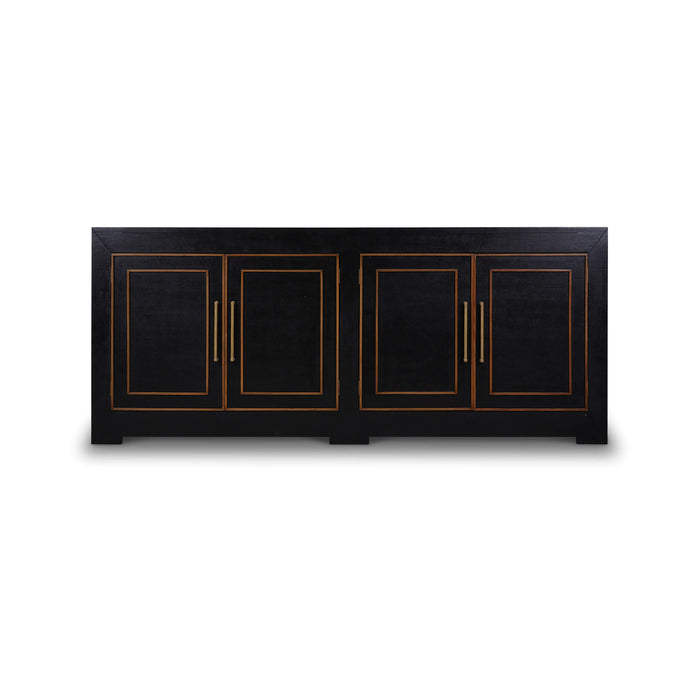 Bramble - Fleet Linen Wrapped 4 Door Sideboard in Black - BR-76569 - GreatFurnitureDeal