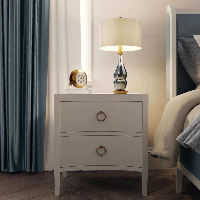 Bramble - Mornington Linen Wrapped Nightstand in True White - 76575FTRW-----