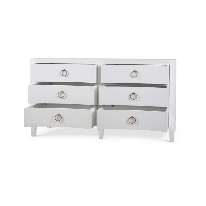 Bramble - Mornington Linen Wrapped 6 Drawer Dresser in True White - 76585FTRW-----