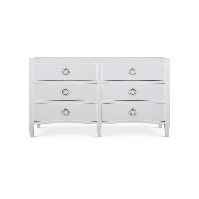Bramble - Mornington Linen Wrapped 6 Drawer Dresser in True White - 76585FTRW-----