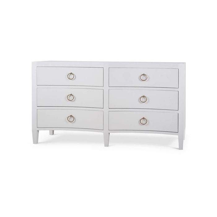 Bramble - Mornington Linen Wrapped 6 Drawer Dresser in True White - 76585FTRW-----