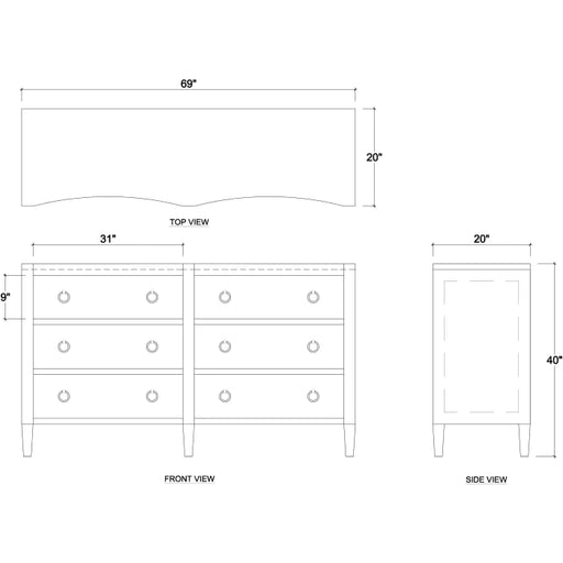 Bramble - Mornington Linen Wrapped 6 Drawer Dresser - 76585FPBE - GreatFurnitureDeal