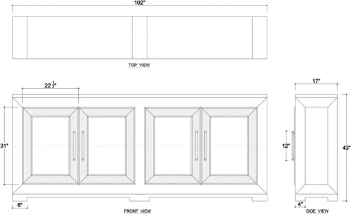 Bramble - Fleet 4 Door Sideboard w/ Rattan - BR-76593 - GreatFurnitureDeal