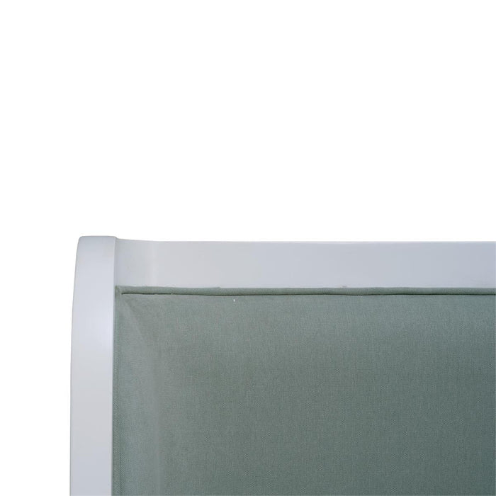 Bramble - Mornington Queen Upholstered & Linen Wrapped Bed w/ True White Frame Yuko Sky Performance Fabric & Pale Blue Linen - 76598TRWSF208-FPBE--