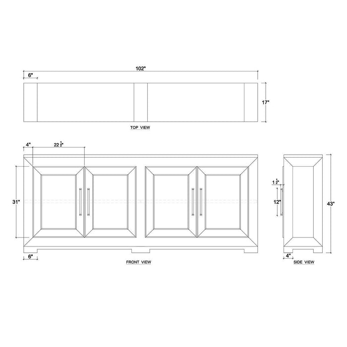 Bramble - Fleet 4 Door Sideboard in Sandbar - 76601SNB-----