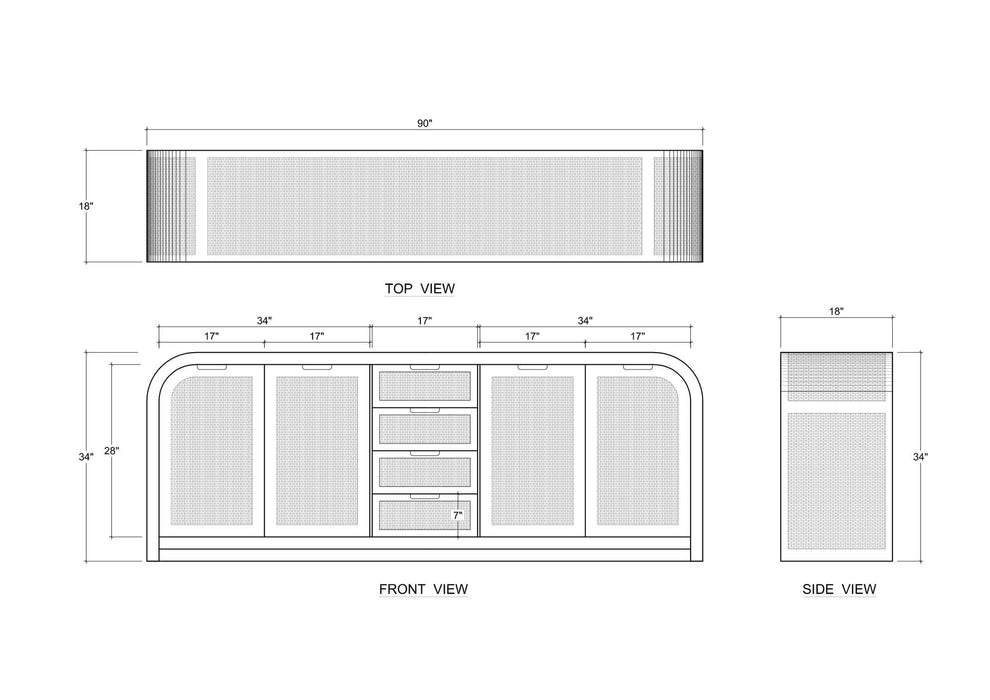 Bramble - Richmond 4 Door Sideboard - BR-76607 - GreatFurnitureDeal