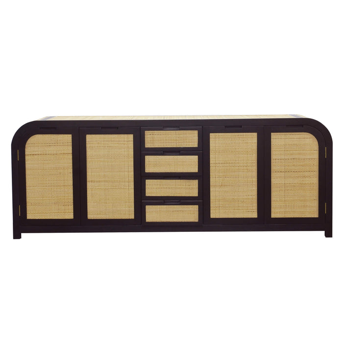 Bramble - Richmond 4 Door Sideboard in Batavia Black, Rattan Natural - US-WS-76607BBA-RNAT--- - GreatFurnitureDeal