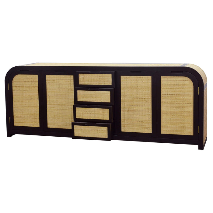 Bramble - Richmond 4 Door Sideboard in Batavia Black, Rattan Natural - US-WS-76607BBA-RNAT--- - GreatFurnitureDeal