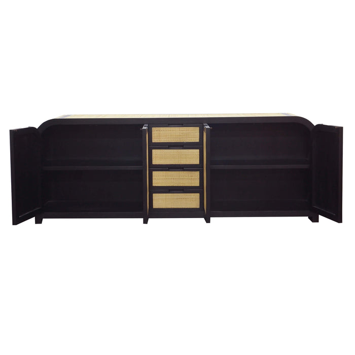 Bramble - Richmond 4 Door Sideboard in Batavia Black, Rattan Natural - US-WS-76607BBA-RNAT--- - GreatFurnitureDeal