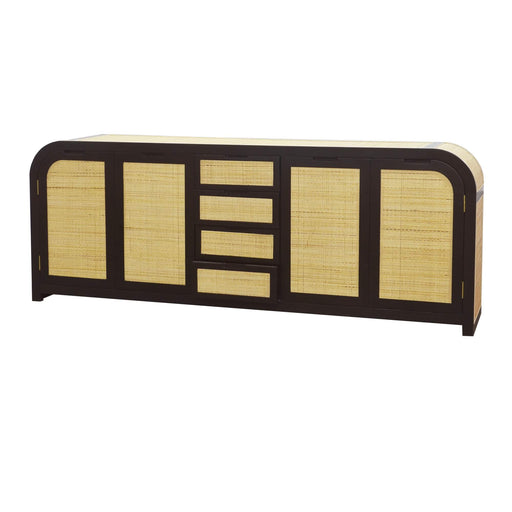 Bramble - Richmond 4 Door Sideboard in Batavia Black, Rattan Natural - US-WS-76607BBA-RNAT--- - GreatFurnitureDeal