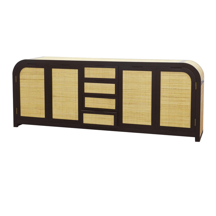 Bramble - Richmond 4 Door Sideboard in Batavia Black, Rattan Natural - US-WS-76607BBA-RNAT--- - GreatFurnitureDeal