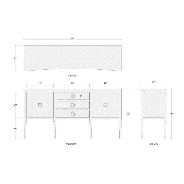 Bramble - Westminster Concave Linen Wrapped Sideboard - 76614FPBE - GreatFurnitureDeal