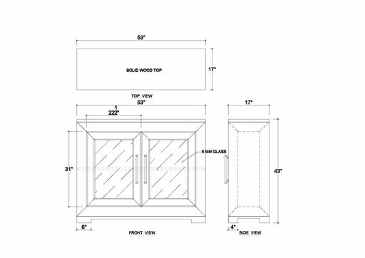 Bramble - Fleet 2 Door Sideboard w/ Glass - BR-76621 - GreatFurnitureDeal