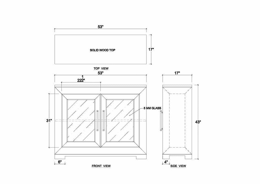 Bramble - Fleet 2 Door Sideboard w/ Glass - BR-76621 - GreatFurnitureDeal