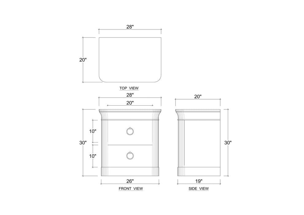 Bramble - Claremont Linen Wrapped Bedside Cabinet In Dove White - 76628FDOW----- - GreatFurnitureDeal